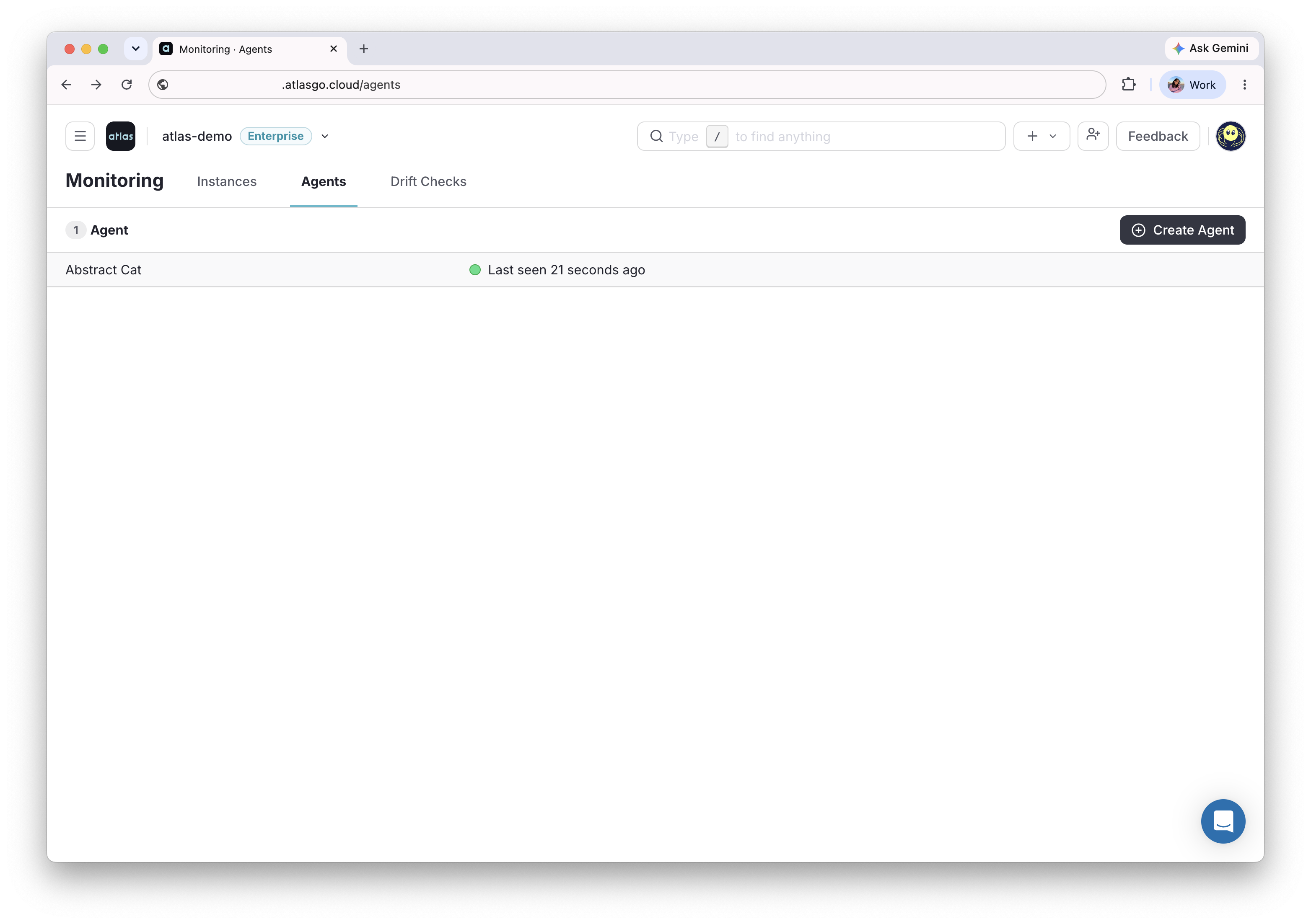 Atlas Agent successfully connected and reporting to Atlas Cloud